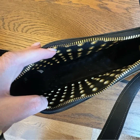 Coach Teri Shoulder Bag CY646 Black Leather Gold Hardware Crossbody  Purse - Picture 7 of 15